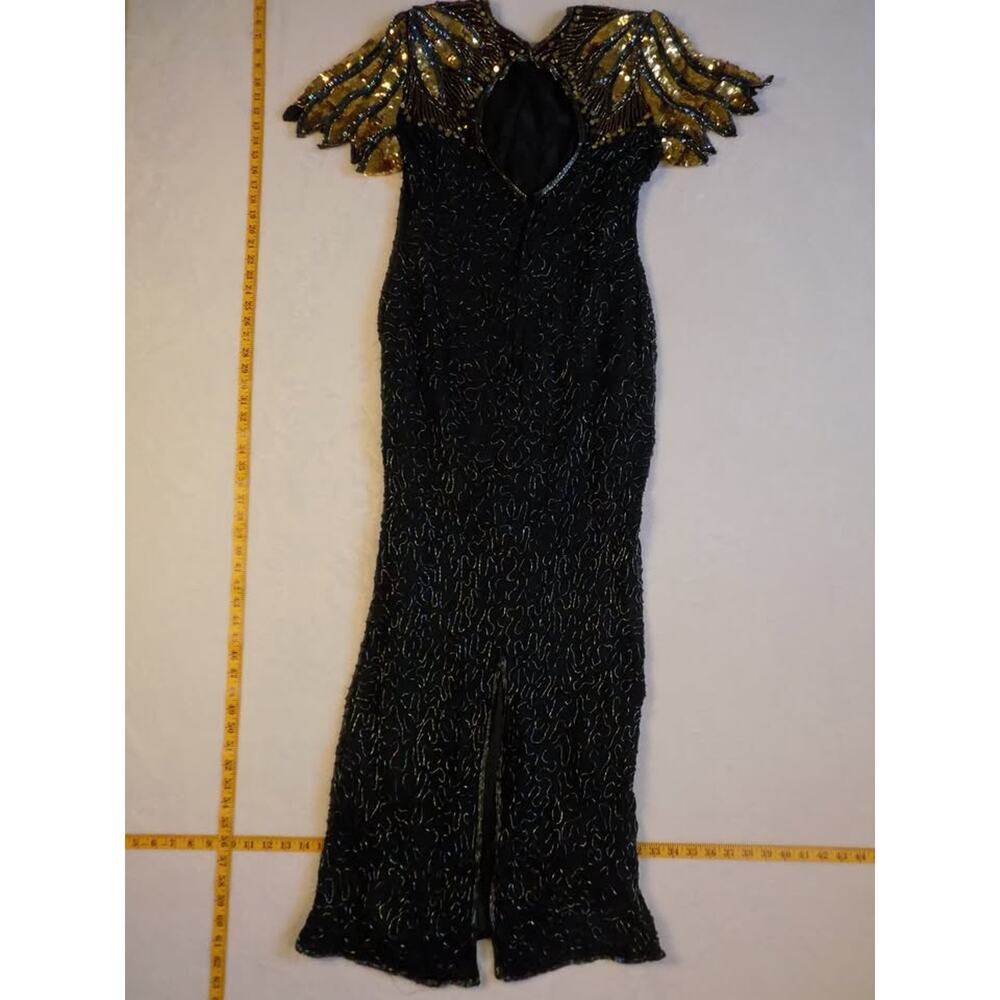 VTG Laurence Kazar Sequin Beaded Dress Eveningwear 80s 90s 100%‎ Silk